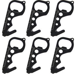 6PCS QingGear Zwart Veiligheidsgordelsnijder Flesopener Schroevendraaier Moersleutel Schaal Reddingshaak Noodhulpmiddel Zakgereedschap EDC6193188