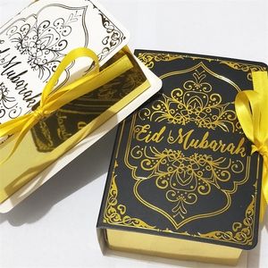 6pcs Quran Book Shape Eid Mubarak Paper Geschenkdozen Moslim Islamitische feest Food Cookies Candy Packaging Box Ramadan Kareem Decor 220811