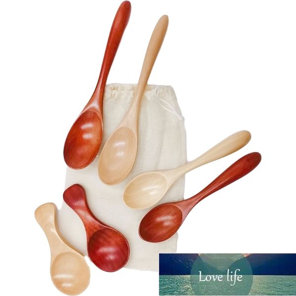 Juego de cucharas de madera reutilizables de 6 piezas Cuchara para comer de madera natural Cucharaditas Cuchara para medir Condimento Cuchara para sal Precio de fábrica Diseño experto Calidad Último estilo Original