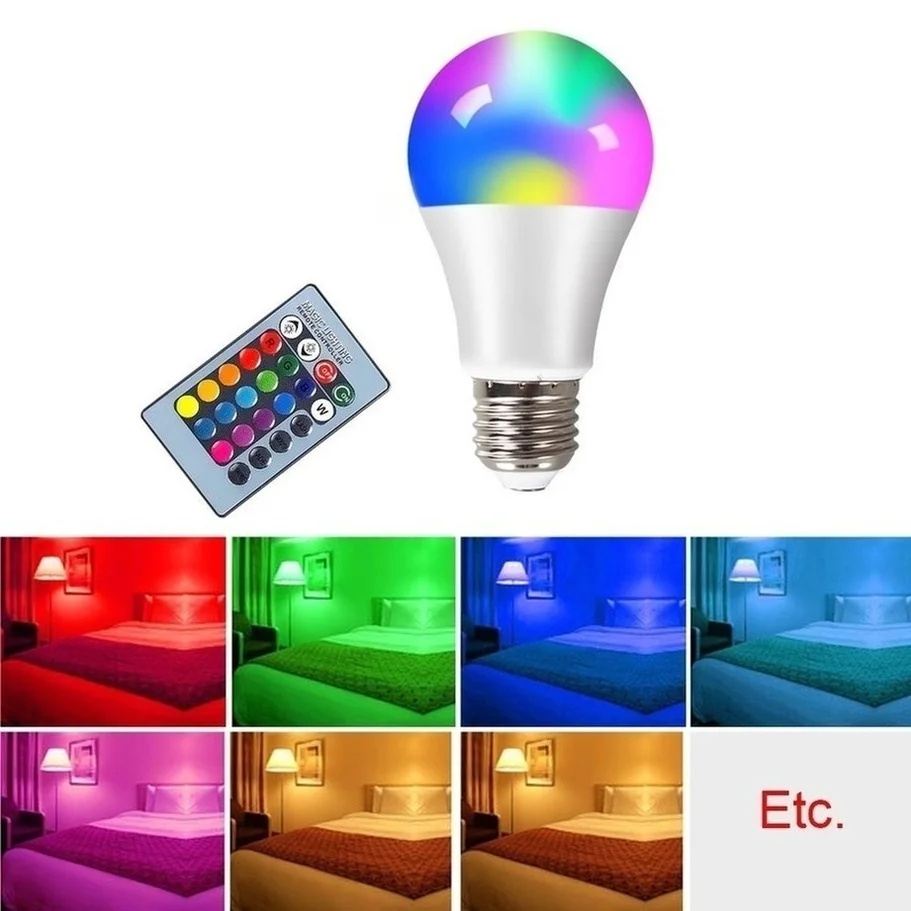 Bulbe de lampe RVB 6PCS LED 4W / 10W / 15W RÉMOIE COMMANDE COLORFUL COLORFIL ATMOSPHERE DÉCORATIVE AMBAUBLE AVEC IR RÉTOCO