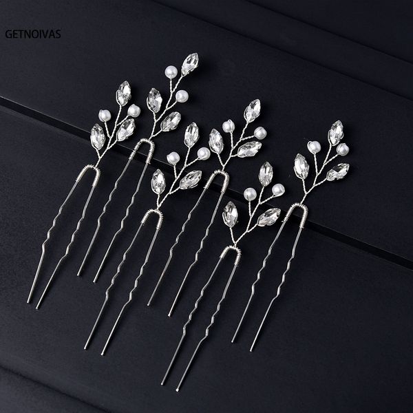 6 piezas Rhinestones Pins en forma de U Pins Little Simple Bride Wedding Hair Pins Cabello de novia Accesorios para el cabello de la boda para mujeres