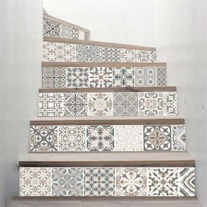 6 unids/set 3D Mandala flor escalera elevador de escalera suelo adhesivo autoadhesivo DIY escalera impermeable PVC pared calcomanía P0RE 210929