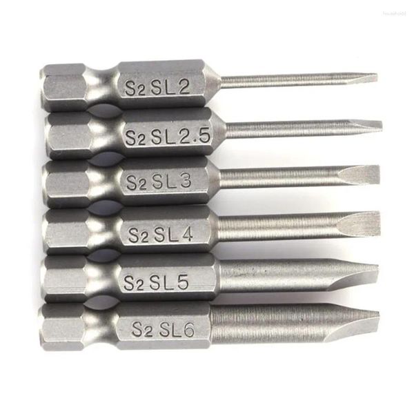 6 pièces/ensemble 50mm tête plate pointe fendue tournevis magnétiques embouts 2.0-6.0mm pilote outils à main tournevis foret