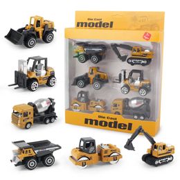 6-delige set Legering Techniek Vrachtwagen Speelgoedauto Klassiek Constructiemodel Voertuiglader Tractor Graafmachine Speelgoed voor 3 jaar Jongens Geschenken 231228