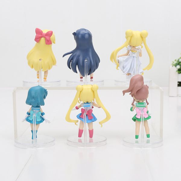 6 unids/set Anime dibujos animados Sailor Moon Marte Júpiter Venus mercurio versión Q figuras de acción de PVC juguetes de modelos coleccionables muñecas