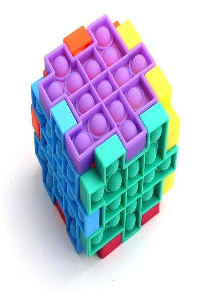 6 pièces/ensemble Anti-Stress jouet bulle sensorielle Silicone Puzzle enfants pousser Puzzle presser bureau Toysa06a119255712