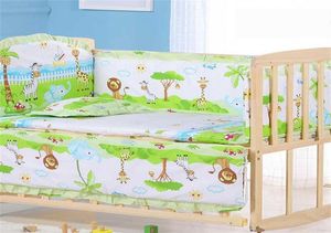 6 pièces ensemble bébé berceau pare-chocs enfant ensemble de literie dessin animé coton bébé linge de lit comprennent bébé lit pare-chocs drap de lit oreiller ZT57 21102524095057