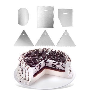 6 pièces/ensemble gâteau grattoir en acier inoxydable bord décoration peigne glaçage plus lisse crème au beurre côté polisseuse ustensiles de cuisson JKXB2103