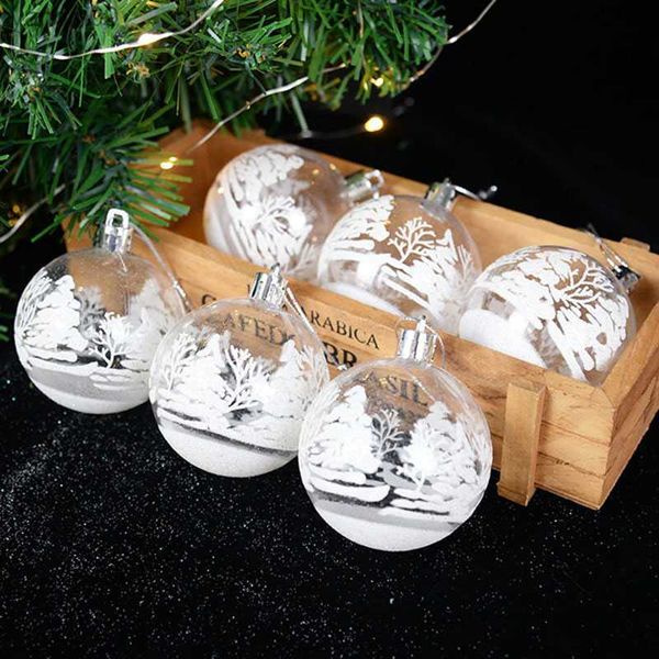 6 unids/set decoración de Navidad plástico hecho a mano bola pintada árbol de Navidad decoración colgante Navidad 2022 Feliz Navidad regalo L230626