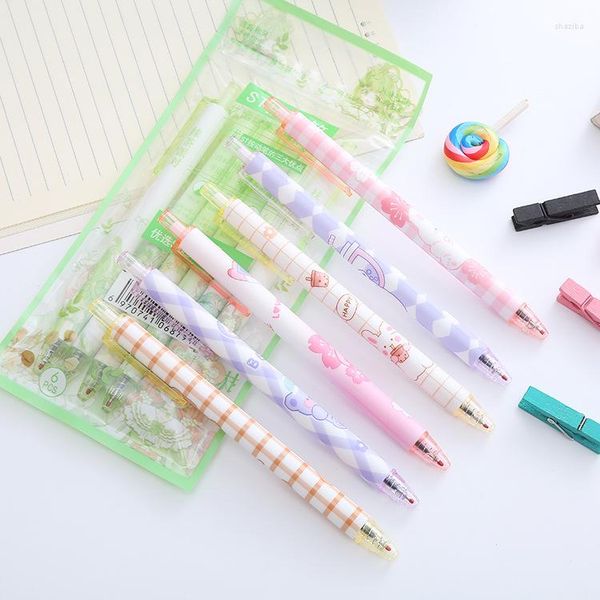 6 pièces/ensemble stylo Gel mignon pour enfants étudiant école fournitures de bureau papeterie Kawaii stylos d'écriture 0.5mm encre noire cadeau d'anniversaire