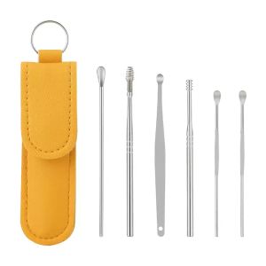 6 pièces/ensemble nettoyeur d'oreille cueilleurs de cire cure-oreille dissolvant de cire Curette Kit de nettoyage de cure-oreille cuillère soin outil de nettoyage des oreilles