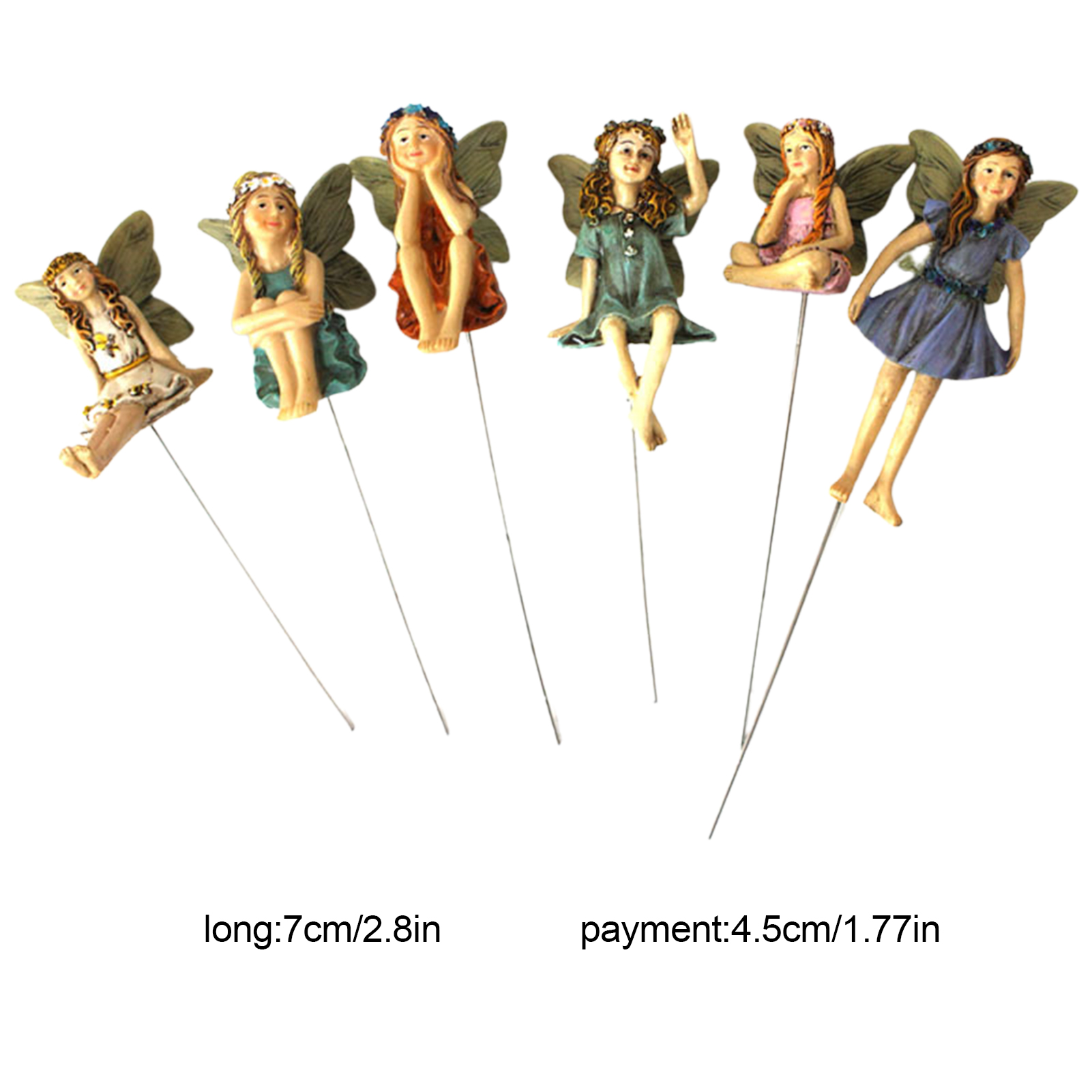 6pcs/set faries تمثال للحديقة الخيالية ، زخارف شماعات وعاء ، الجنيات ، راتنجات الزهرة راتنج الملاك الملاكية الحلي