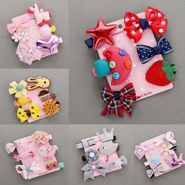 6 stks / set haarspeld nieuwe kinderen kinderen haar clip boog bloem mini barrettes ster meisjes hoofddeksels groothandel