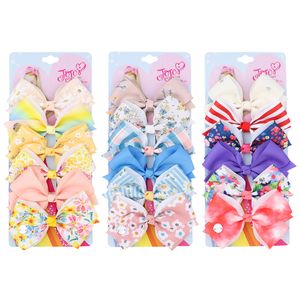 6Pcs/Set JoJo Bows Jojo Siwa Rainbow Printed Ribbon Bows For Girls Hair Clips Handmade Hairpins Barrettes Kids Hair Accessories