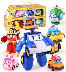 6 pièces/ensemble jouets coréens Robocar Poli Transformation Robot Poli ambre Roy modèle de voiture Anime figurine jouets pour le meilleur cadeau X05264004512