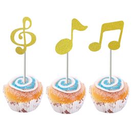6 unids/set música nota pastel insertado tarjeta Cupcake papel música notas insertos tarjetas hornear decoración Festival fiesta aniversario decoración TH0368