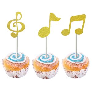 6pcs/set Music Note Cake ingevoegde kaart cupcake paper Music Notes Inserts Cards Baking Decoration Festival Feestverjaardag Decor Th0368