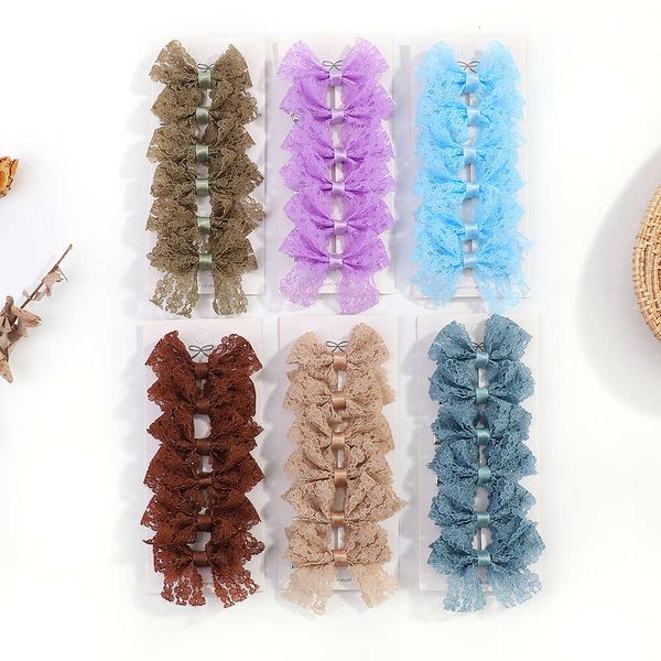 6pcs/set New Sweet Lovely Girls Cloth Lace Lace Lolita Bow Clips Accesorios para el cabello Princesa Barrettes al por mayor FCCD18