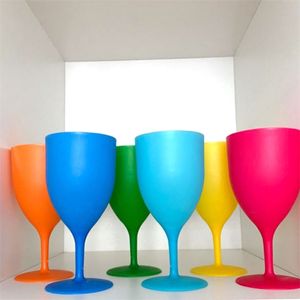 6 stks / set van frosted plastic wijnglazen cocktail champagne goblet picknick bar feest drinken kleurrijke set 210827