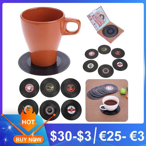 6pcs / ensemble Placemat Brink coaster table Table Table Stand Hot Under Glass Coasters en plastique Vinyle à chaleur à chaleur Tasse à café Tasse de café