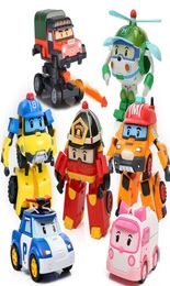 6pcs Set Robocar Poli Korea Toys Transformation Robot Poli Amber Roy Car Model Anime Action Figuur Doll speelgoed voor kinderen Geschenk X053649407