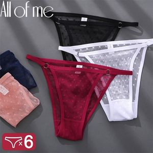 6PCS / Set Sexy Culottes Femmes Sous-Vêtements Perspective Lingerie Dentelle Slip Femme Slips Intimates Big Plus Size M-XXL 220426