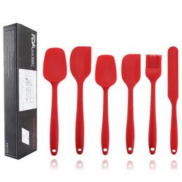 6 pièces/ensemble spatule de cuisson en silicone résistant à la chaleur ustensiles de cuisine antiadhésifs spatule de cuisson souple indéformable 3 couleurs