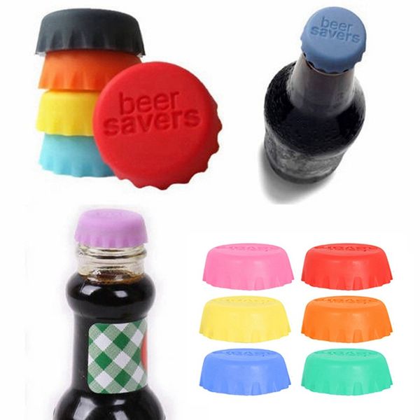 6pcs / set Silicone Beer Caps Drinkware Couvercle Réutilisable Vin Bière Bouteille Couvercles Cap Cover Saver pour Kitche Barware