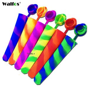 6 stks / set Silicone Ice Pop Mold ijslollys mal met deksel ijs makers push-up ijs Jelly lolly pop voor popsicle T200703