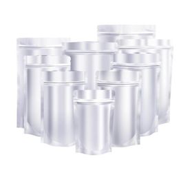 Stand Up Fermeture à glissière Sac Silver Aluminium Feuille d'aluminium Sacs de stockage alimentaire refermable Packaging