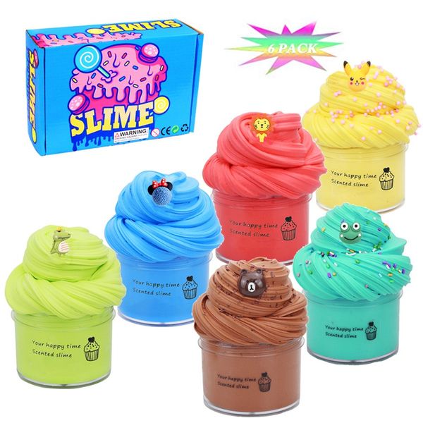 Colle moelleuse visqueuse 6 pièces/ensemble 100ml, breloques, additifs, fournitures d'argile, Kit de Slimes en Plasticine, jouet de modélisation au chocolat pour enfants 0757