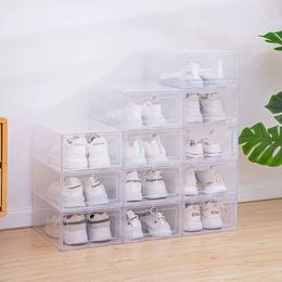 6 pièces/ensemble étui à chaussures en plastique Transparent étui à tiroir épaissi boîtes à chaussures en plastique boîte empilable organisateur de chaussures boîte à chaussures 240322