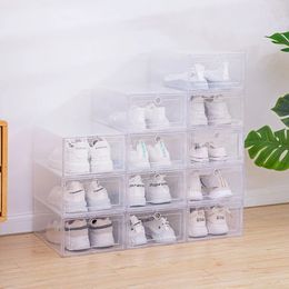 6 pièces/ensemble étui à chaussures en plastique Transparent étui à tiroir épaissi boîtes à chaussures en plastique boîte empilable organisateur de chaussures boîte à chaussures 240219