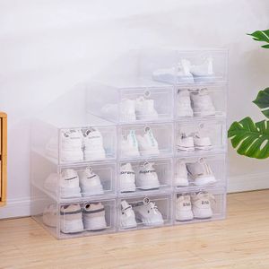 6 unids/set caja de zapatos de plástico transparente caja de cajón engrosada cajas de zapatos de plástico caja apilable organizador de zapatos caja de zapatos 240326