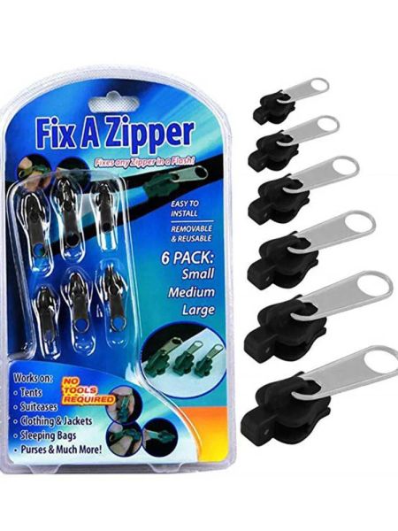 6PCS / SET Universel Instant Fix Kit de réparation Kit de réparation Remplacement Zip Slider Dentnes à glissière pour la couture des vêtements de bricolage Zipper