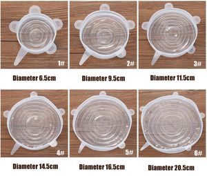 Keukengereedschap 6 stks / set Universele Siliconen Zuiglid-Kom Pan Cooking Pot Lid-Silicon Stretch Deksels Fruit Cover