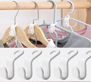 6 pièces/ensemble garde-robe gain de place pile cintre crochet patère en plastique placard pile cintre support chambre rangement organisateur