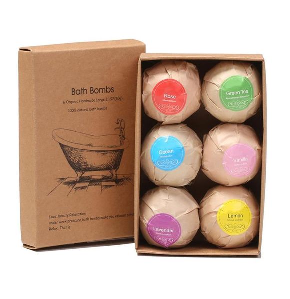 6pcs Bombe de douche cutanée Whitening Bath Corps Salt Corps hydratant Boule de bain Natural Bubble Bubble Salt Salt Gift Gift Spa3258279