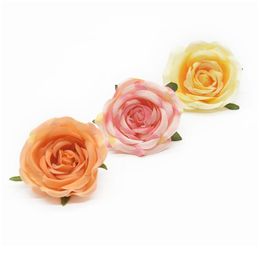 6pcs Silkl Flowers Rose Heads Home Decoratie Accessoires Diy Candy Box Decoratieve bloemen Kransen broche bruiloft autu jllkda