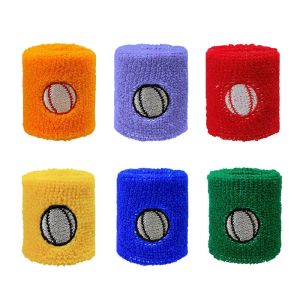 6pcs sport sweatbands vocht wicking atletic terry doek kinderen polsbandje voor voetbal tennisbasketbal hardloop gym werken