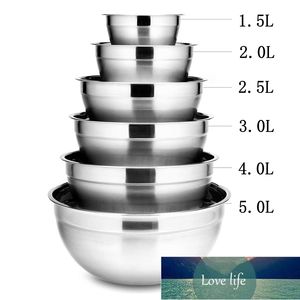 6Pcs Stainless Steel Bowls Set 1.5-5L Capacity Nesting Mixing Bowl Kitchen Cooking Salad Bowls Vegetable Food Storage Container
