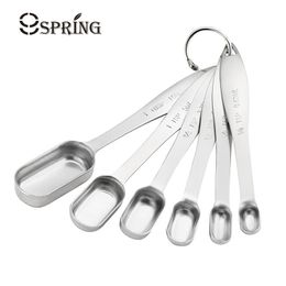 6pcs cuillère à mesurer en acier inoxydable balance de cuisine cuillères à mesurer étroites pour pot de sucre en poudre d'épices cuillère à café outils de cuisson Y200328