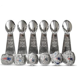 6pcs Super Bowl NE Sport Team Champions Championship Ring Lombardi Trophy Set Souvenir Men Fan Gift 2024