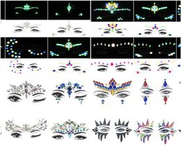 6 STKS Tijdelijke Strass Glitter Tattoo Stickers Gezicht Juwelen Edelstenen Festival Party Make-up Lichaam Juwelen Flash Gezicht Kristal Stick6650548