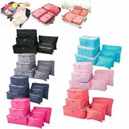 6pcs sac de rangement de voyage ensemble pour vêtements organisateur bien rangé armoire valise pochette organisateur de voyage sac étui chaussures emballage cube sac p7u4 #