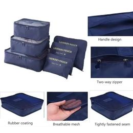 6PCS Travel Storage Bag Set for Clothes Tidy Organizer Wardrobe Suitcase Pouch Travel Organizer Bag Case Shoes Packing Cube Bag