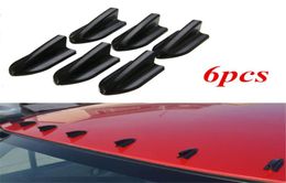 6 uds antenas universales para coche negro PP techo aletas de tiburón alerón Kit de alas generador de vórtice estilo de coche 4808026