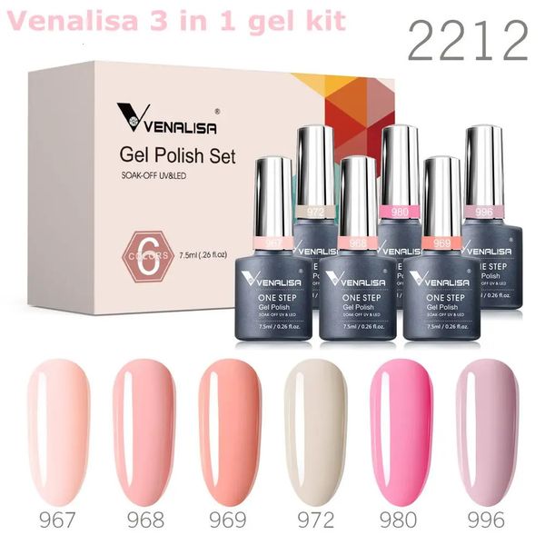 6 pièces Venalisa Gel vernis à ongles une étape 3 en 1 couleur vernis base en caoutchouc gelée rose couleur naturelle série Nude Collection Gel 240321