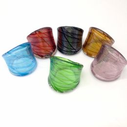 6pcs groothandel mix kleurband ringen lampwerk glas murano 17-19 mm band ring willekeurig gemengd model