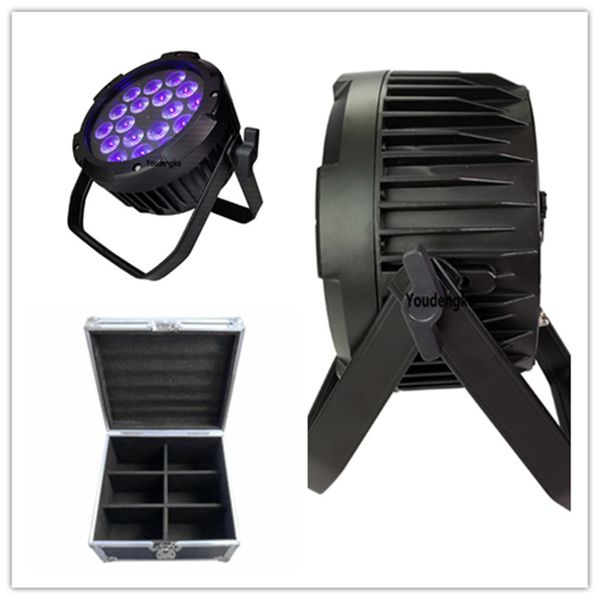 6pcs con flightcase Par led ip65 18 * 15w 5 en 1 rgbwa Led par latas Exterior Impermeable LED Slim Flat Par 64 luz